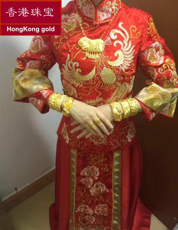 新娘结婚庆三金猪项链磨砂金猪龙吊坠挂牌仿金项链女龙凤婚嫁首饰