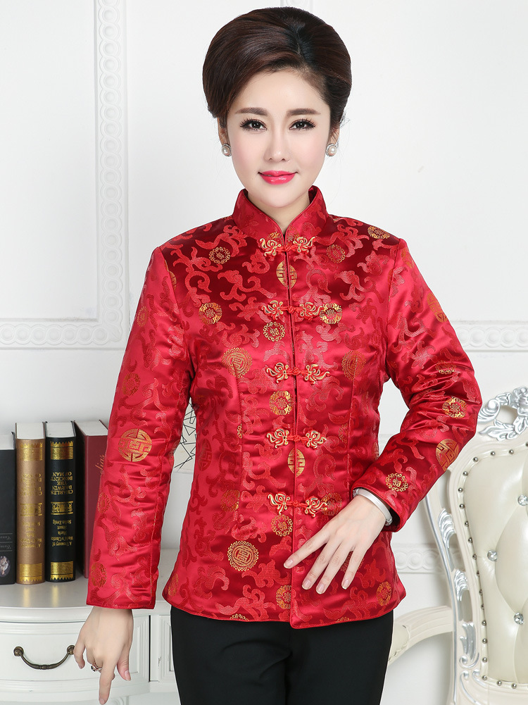 雅婷店中老年唐装女装秋冬唐装妈妈装上衣外套过节生日喜庆女士唐装
