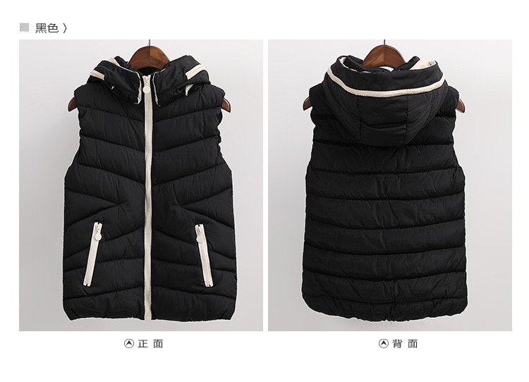 小时梦想 2016春秋新款男女休闲连帽羽绒棉服马甲女学生棉衣背心大码马夹外套潮 白色 XL