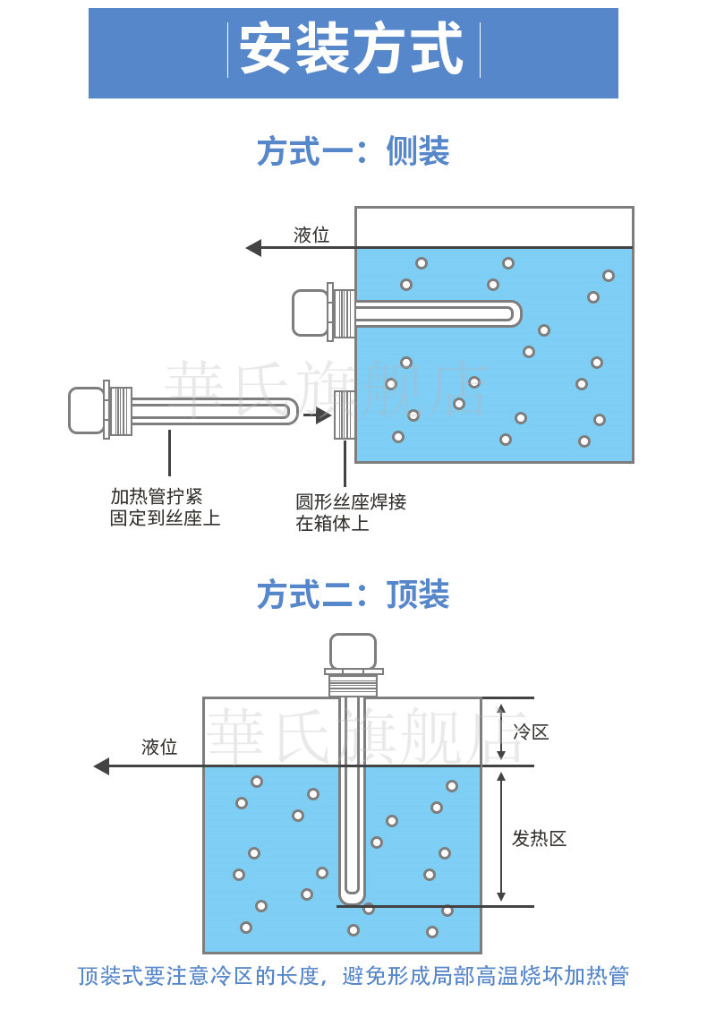 华氏dn40水箱加热管锅炉加热棒一寸半太阳能加热器大功率工程空气能
