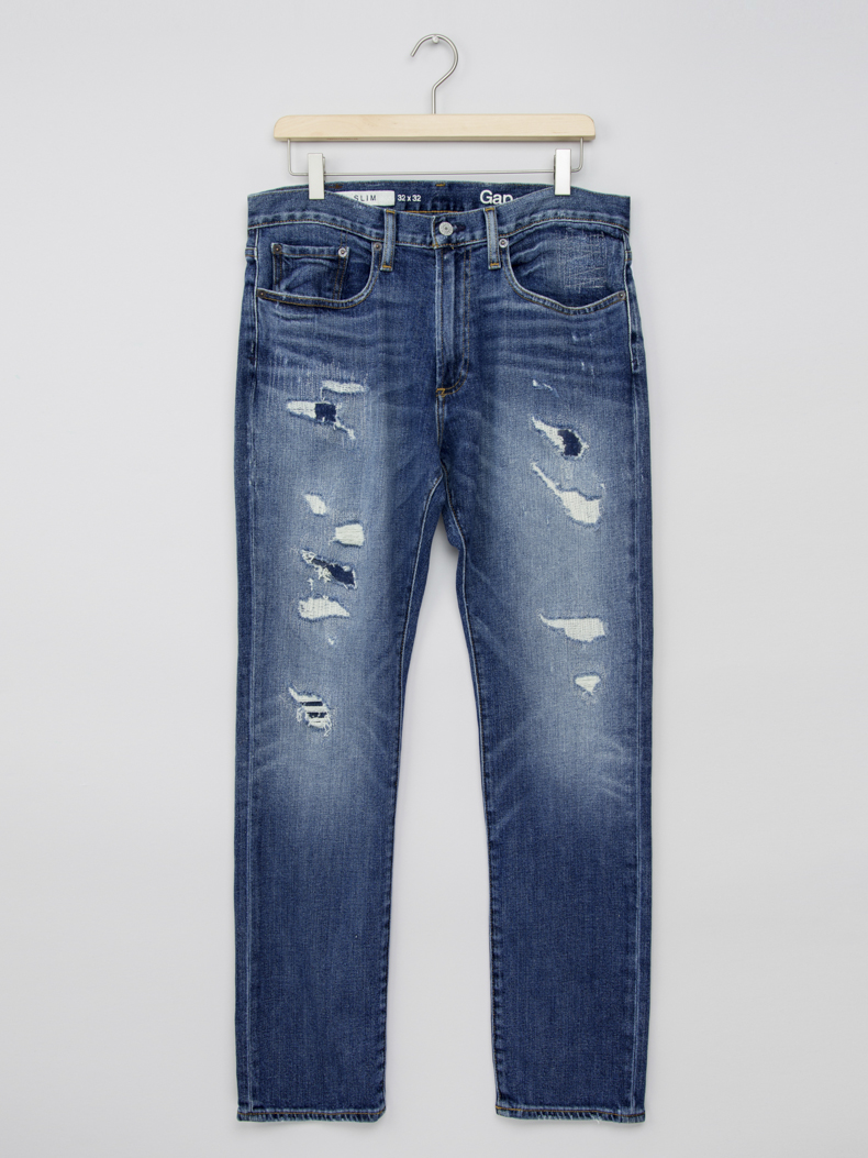 gap潮流仿旧破洞修身弹力牛仔裤|男装180413 中度做旧 32/30(170/80a)