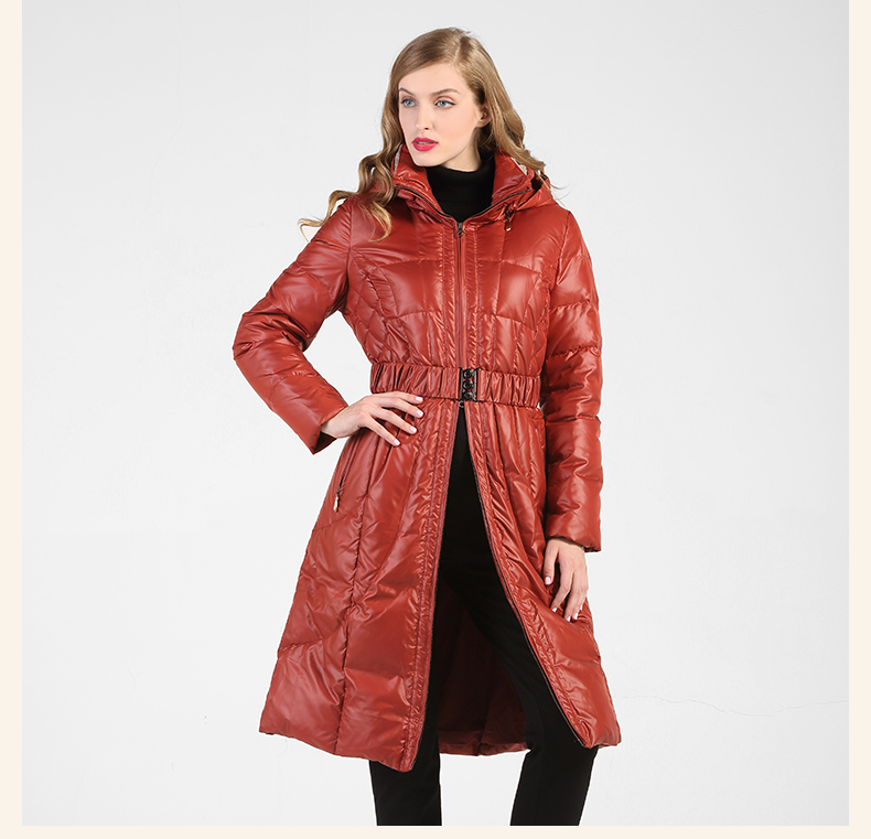 依瑶女装专柜正品秋冬款 休闲豹纹修身长款羽绒外套4954a 01孔雀蓝 7