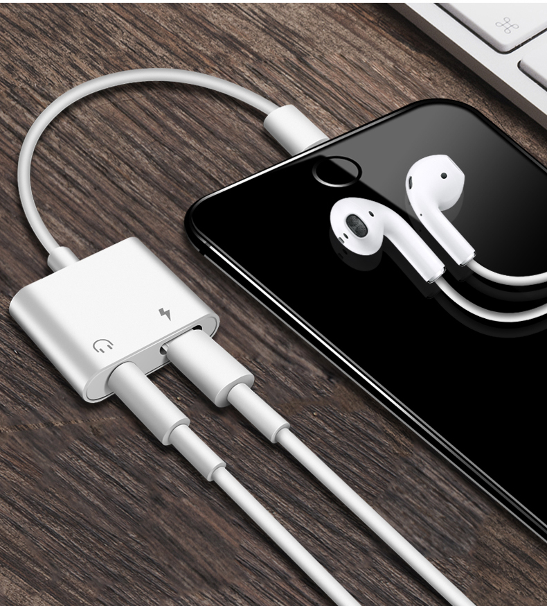 aprilbuy苹果8耳机转接头iphone7plusx充电听歌二合一音频接口转换器