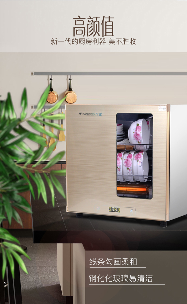 万宝(wanbao)单门壁挂式消毒柜家用立台式餐具高温消毒碗柜迷你茶具水