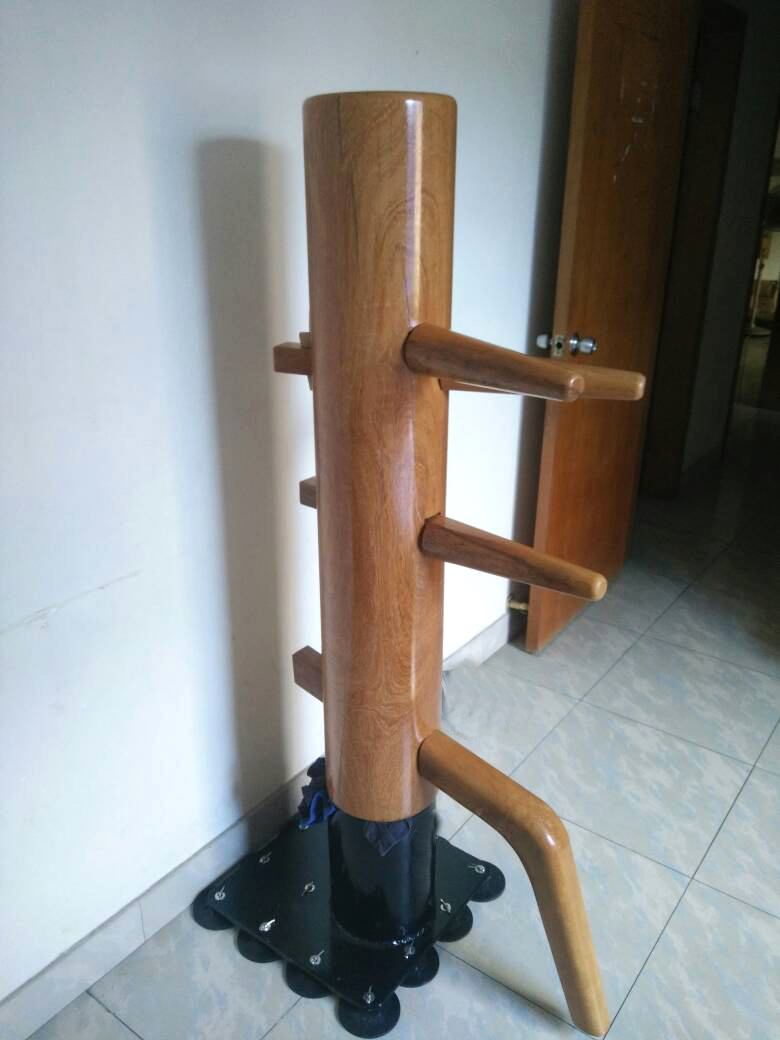 粤武咏春拳菠萝格木人桩红木叶问木人桩十四个吸盘落地式桩量身定制