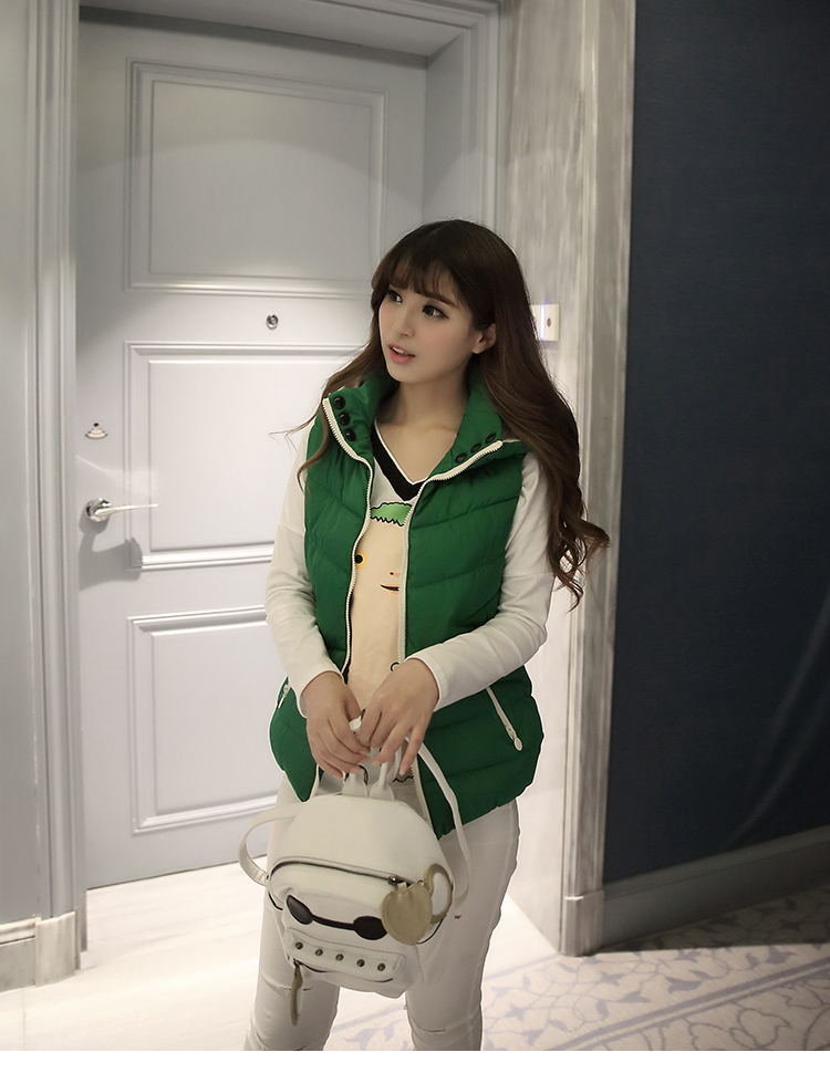 小时梦想 2016春秋新款男女休闲连帽羽绒棉服马甲女学生棉衣背心大码马夹外套潮 白色 XL