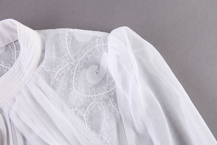 锐彧服饰欧洲站2015秋冬新款OL绣花女式连体衬衫 修身显瘦女装衬衣上衣 白色 S