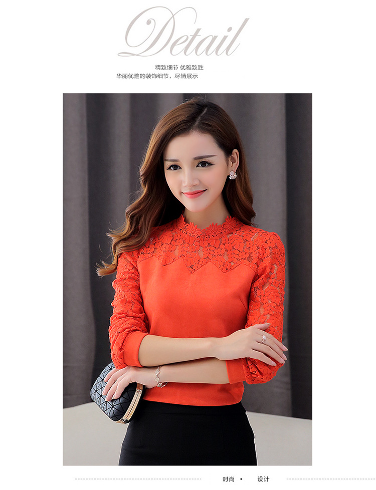 珂琊妮店2015秋冬新款女装黑色长袖高领蕾丝打底衫高领纱网修身显瘦蕾丝衫 黑色 M
