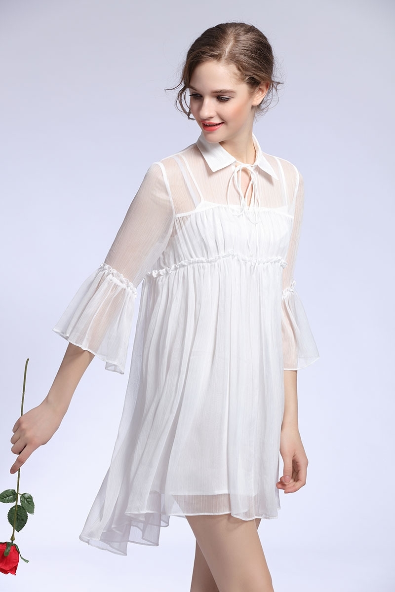 蓝雨蝶依*【明星同款】2016春夏新款女装欧美娃娃公主大摆长上衣裙