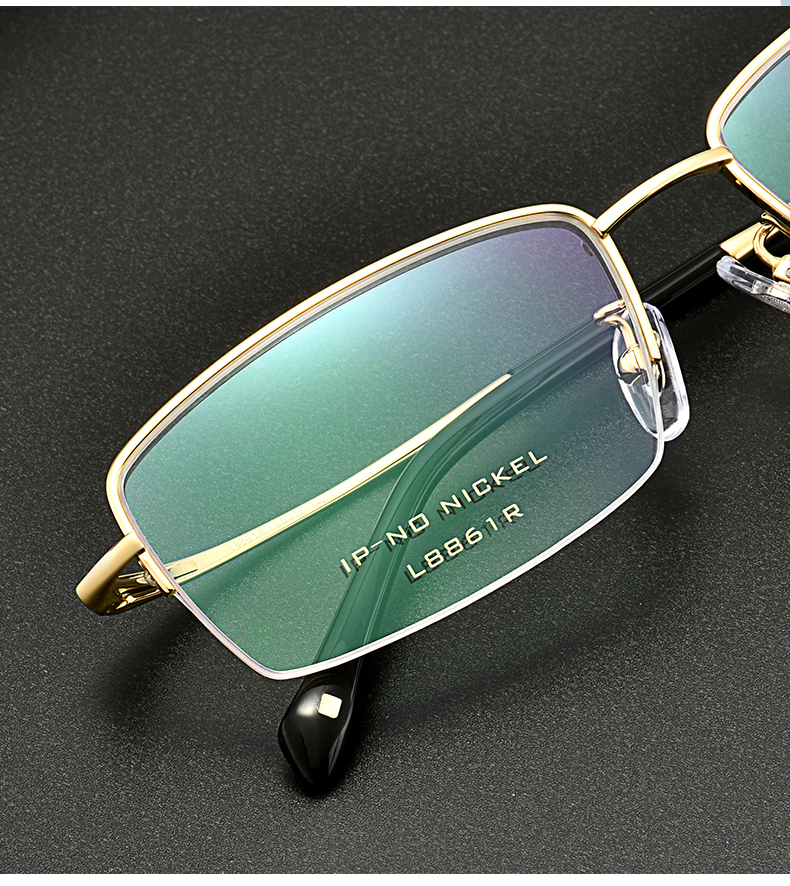 理查德纯钛半框近视眼镜框眼镜架大宽脸男士轻近视眼镜框商务配成品