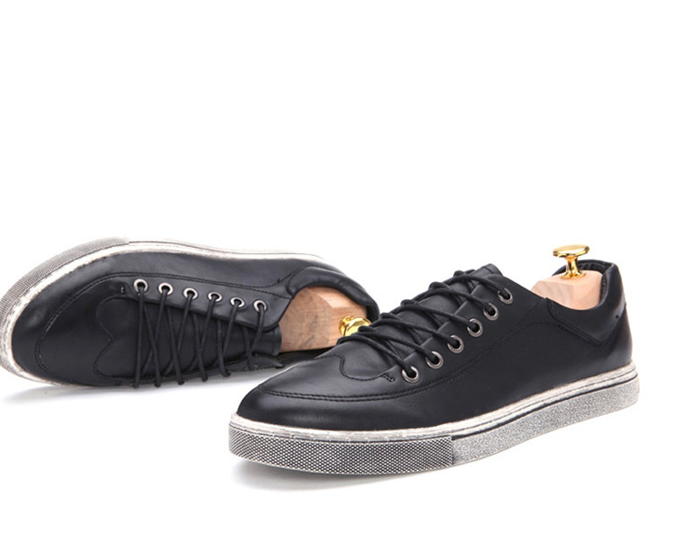 菲戈波仕秋季时尚圆头男鞋韩版平跟透气单鞋系带运动休闲鞋 红色 41