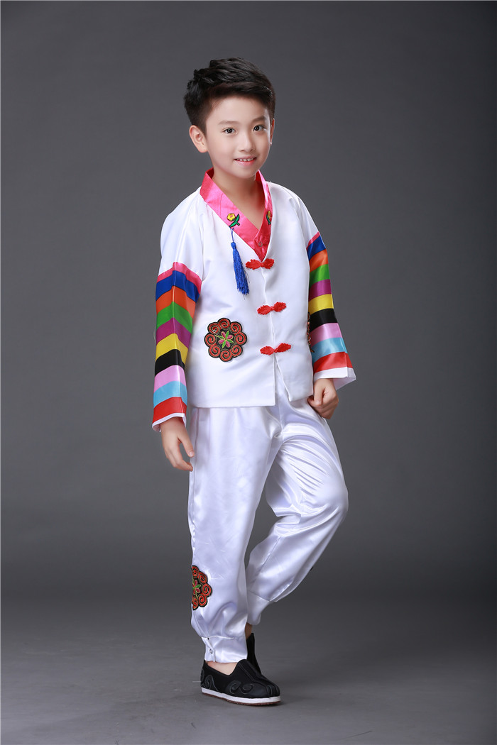 新款男童朝鲜族演出服男韩服少数民族服装表演服儿童舞蹈摄影服饰白色