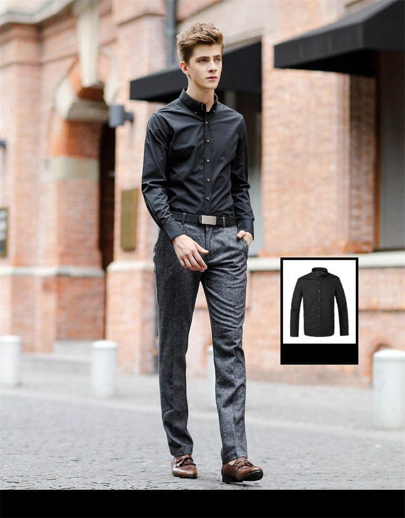 lxrxdd16新款纯色商务休闲修身羊毛西裤男士正装黑色潮流长裤8307