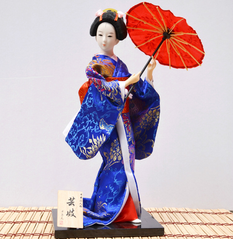 通尚洁 12寸日本人偶日式和服娃娃木偶人形艺装饰摆件家居工艺品 柠檬