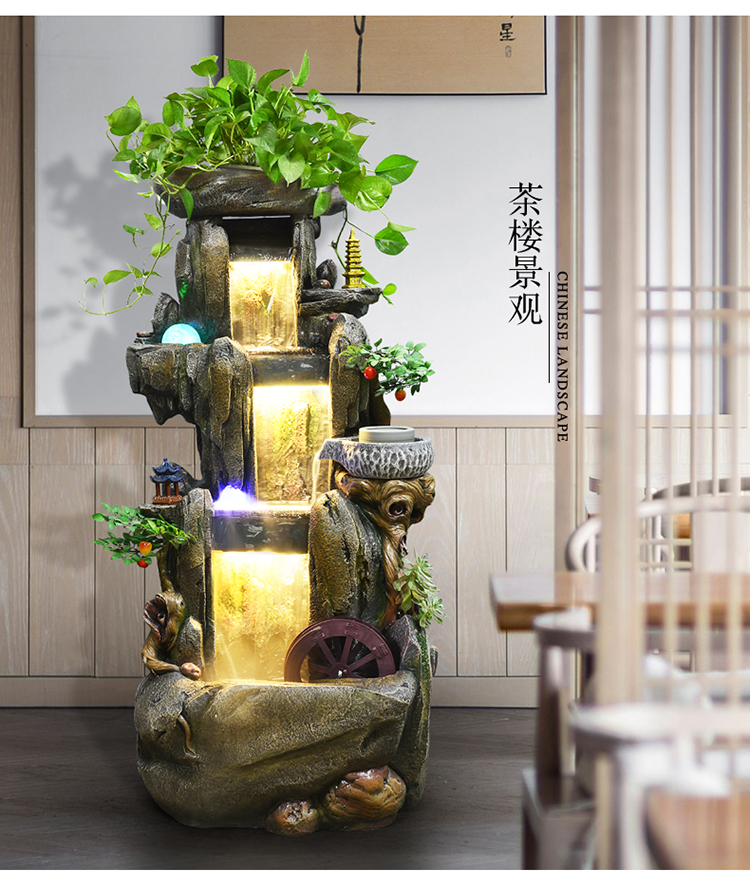 定制假山喷泉流水客厅装饰景观风水轮摆件办公室家居开业礼品 919小号