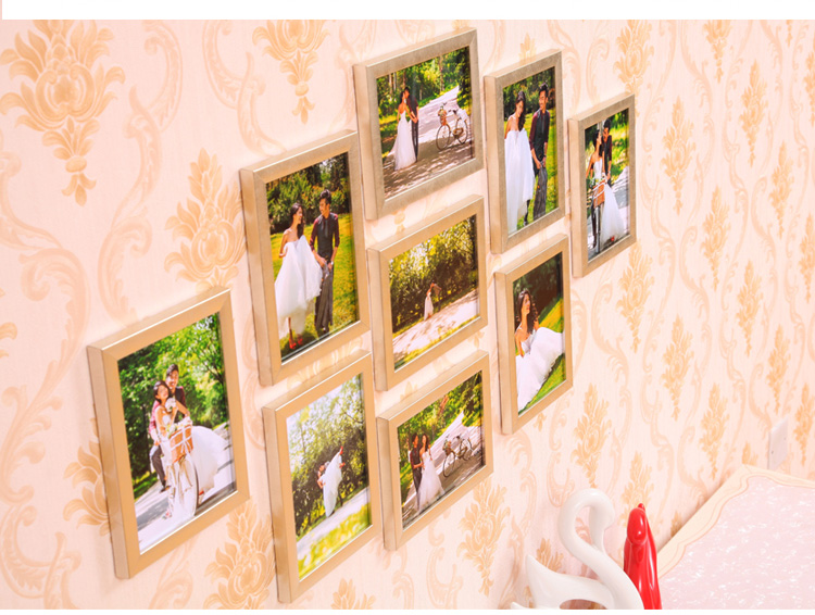 全7寸九宫格婚纱相框挂墙创意组合客厅相片照片墙现代装饰画像框 全7