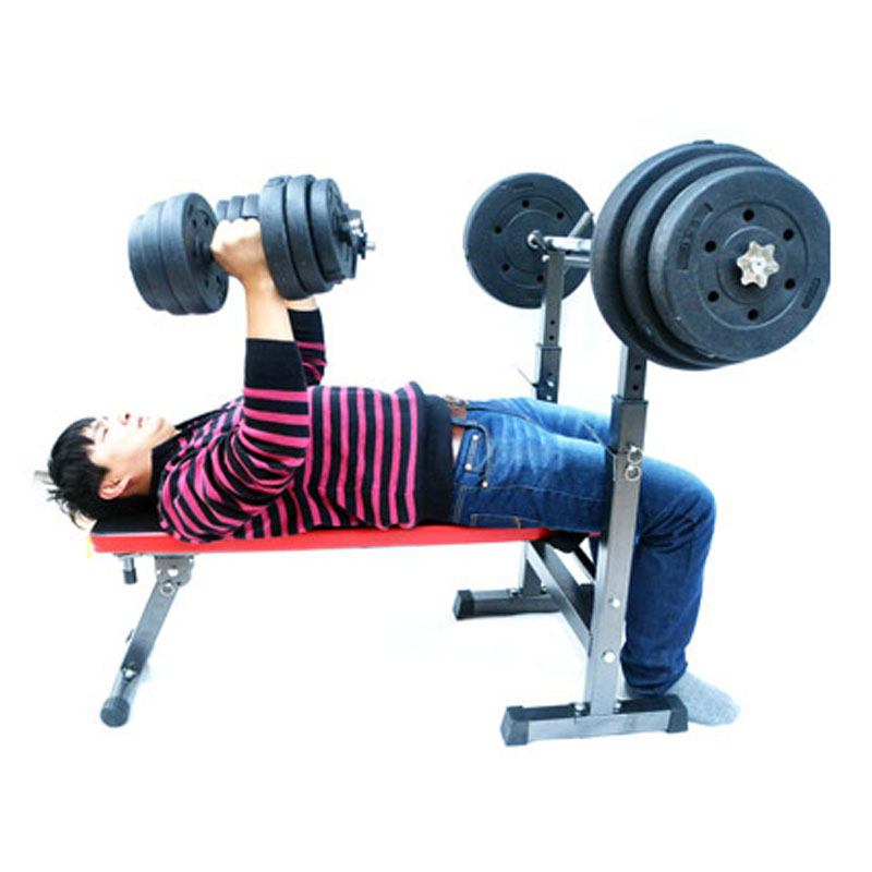 健身器材多功能举重床卧推器杠铃床深蹲架barbell bed 红色