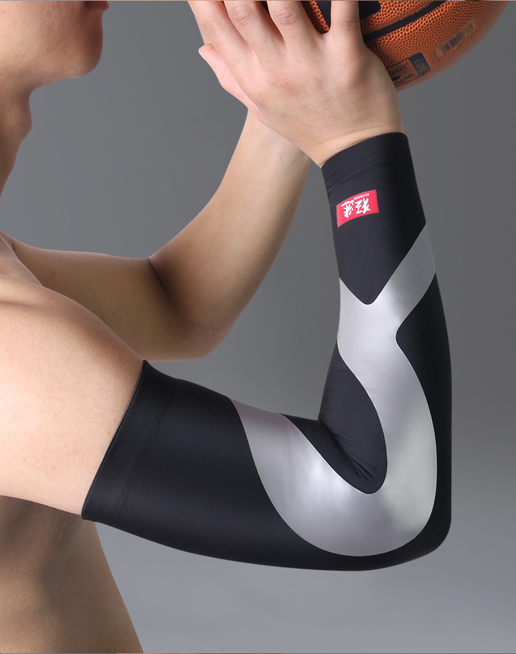夏篮球护臂加长男防晒跑步骑行护腕护臂压缩吸汗运动护臂装备 白色 l