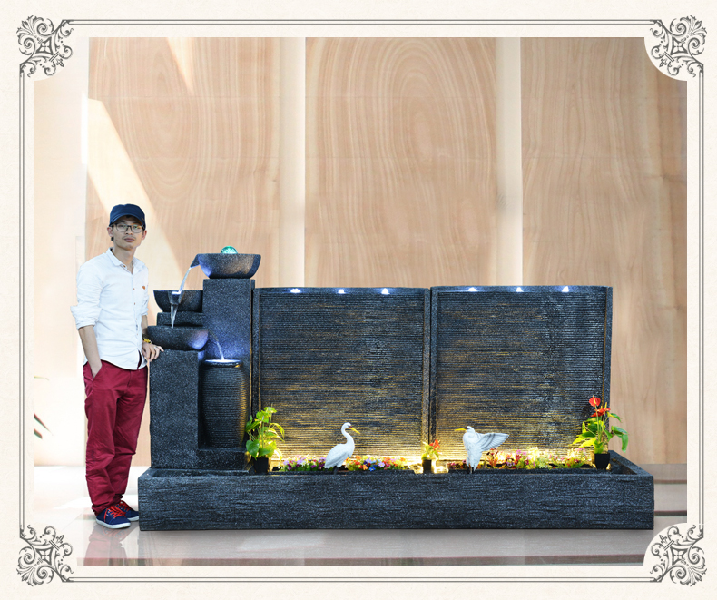 善水源大型落地假山流水摆件户外喷泉别墅庭院花园设计水幕墙造景观