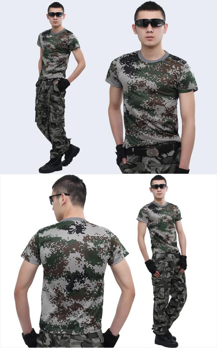 林地迷彩短袖t恤 户外夏季男士圆领t恤弹力速干丛林军训迷 数码丛林