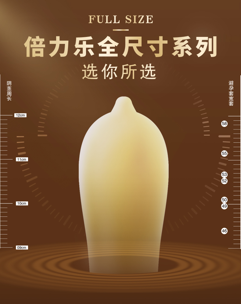 倍力乐大号避孕套46 49 50 52 58mm小号中号大号全尺寸润滑超薄安全套