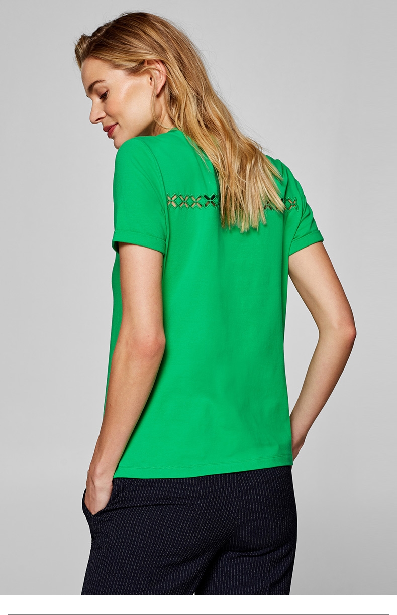 品牌: 埃斯普利特(esprit) 商品名称:esprit时尚纯色圆领t恤十字胸