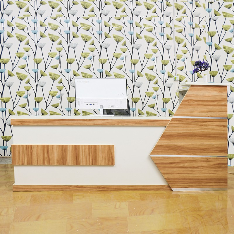 包安装单人办公桌前台桌接待台收银台小型储物柜电脑桌办公家具带抽屉