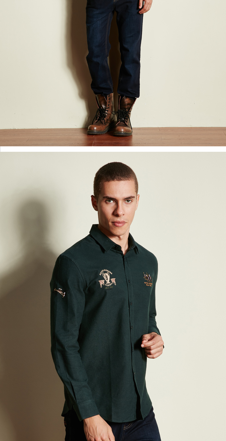 美国皇家保罗polo正品男士休闲衬衣青年绣标商务休闲长袖衬衫男 1300