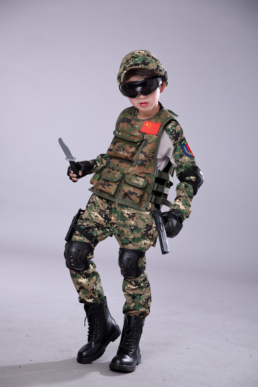 儿童玩具枪女男童迷彩服装m416特种兵军训服装男童军装迷彩战术马甲