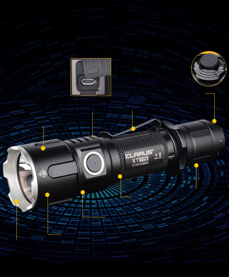 klarus凯瑞兹xt11s战术强光手电筒远射充电小巧防水双开关高亮防身