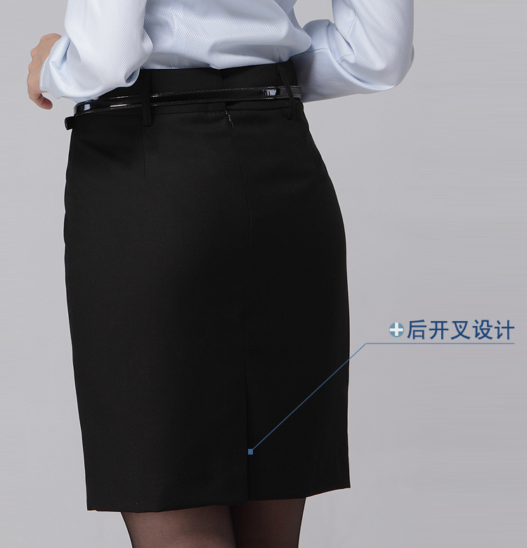 荣业 秋冬加厚弹力职业裙子半身裙包臀裙女士西装裙修身一步裙OL正装工装裙 中裙 秋冬加厚弹力黑色带袢 L
