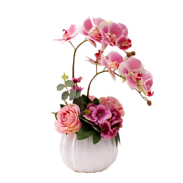 谷朵儿 pu手感仿真花蝴蝶兰套装客厅假花家居饰品装饰花餐桌摆放摆件