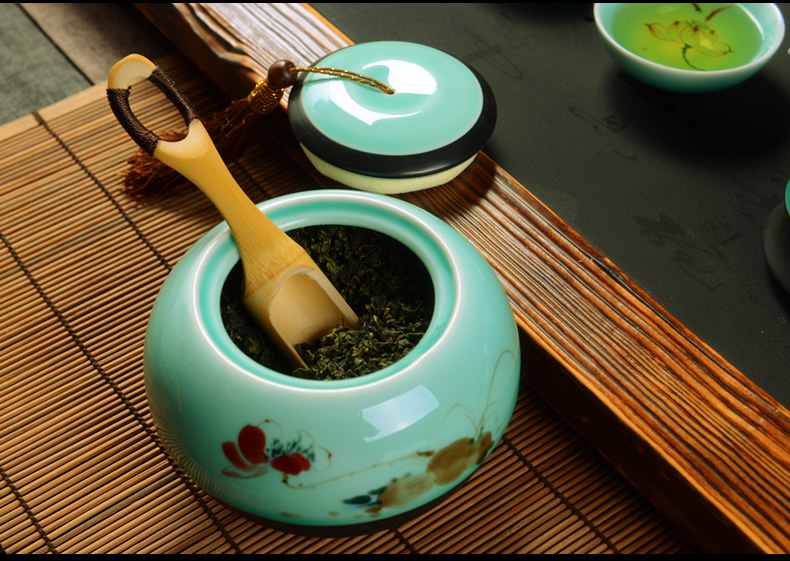 言艺 青瓷茶叶罐 密封 功夫茶具配件 慧远茶叶罐