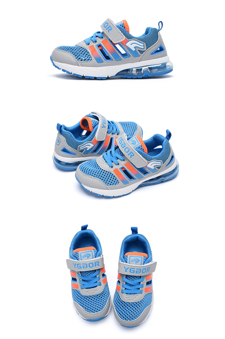 永高人童鞋2017夏季儿童运单单鞋男童镂空透气凉鞋网面鞋 湖兰灰 34