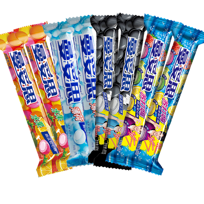 曼妥思劲嚼充气糖脆皮软心珠薄荷糖37g*15条整盒装