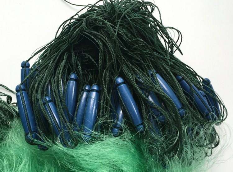 槐渔820米100米三层渔网塑料浮通心坠鱼网进口绿丝网