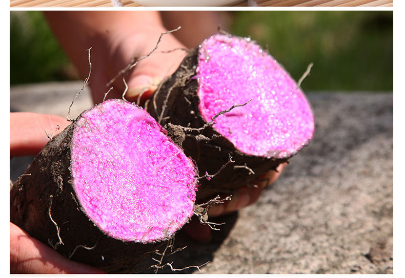 新鲜紫山药脚板薯三百山紫玉淮山药紫色大薯毛薯1kg