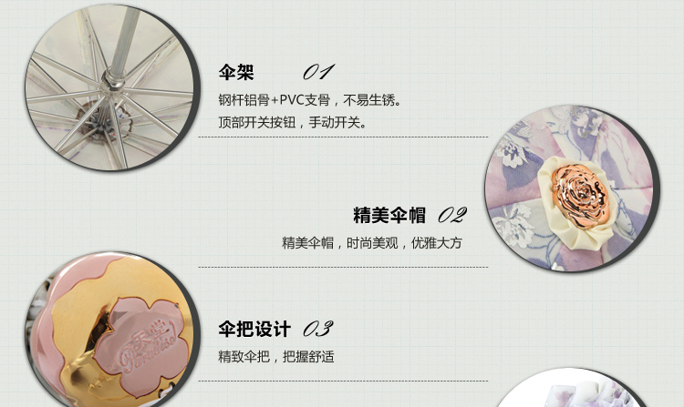 天堂伞国色天香防紫外线双层三折超轻伞392E紫色