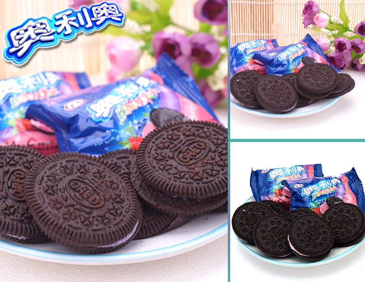 卡夫奥利奥缤纷双果味夹心饼干蓝莓味 树莓味1000g【图片 价格 品牌