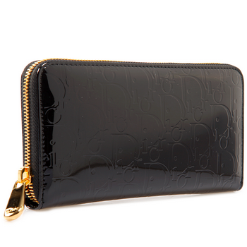 dior迪奥女士漆皮黑色diorlogo花纹长款钱包钱夹diorultimate系列xy
