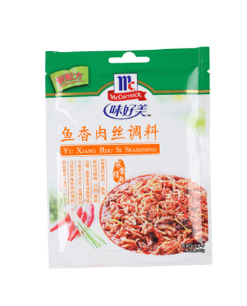 商品品牌:味好美 商品名稱:魚香肉絲調料 配料表:白砂糖,醬油粉,味精