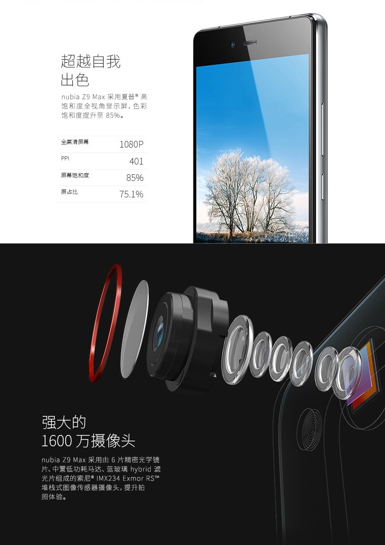 努比亚（nubia）大牛4 Z9 Max 黑色 电信4G手机 双卡双待