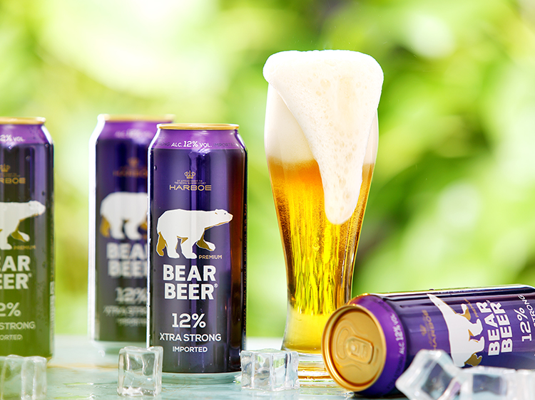 原装进口哈尔博(harboe)蓝熊烈性啤酒500ml*24整箱装