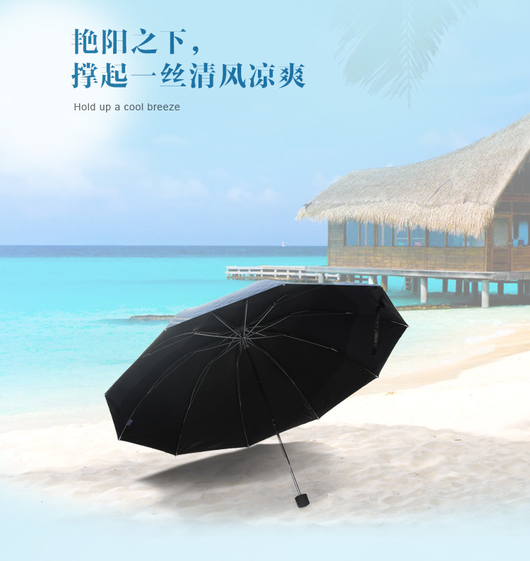 
                                        
                                                            天堂伞 英伦风格黑胶加大61cm*10骨三折晴雨伞32248E兰灰色                