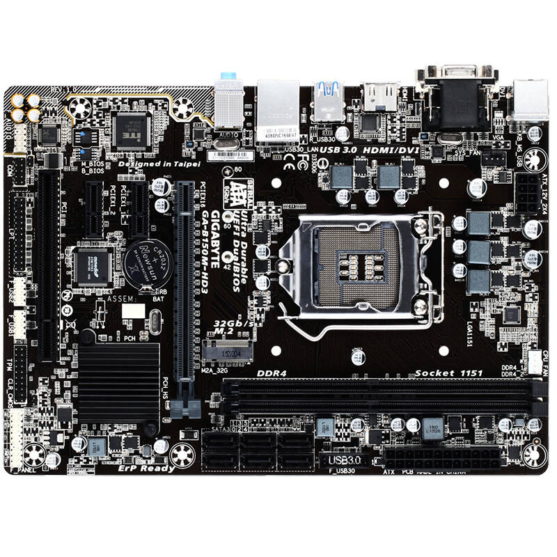 技嘉(gigabyte)b150m-hd3主板 (intel b150/lga 1151)intel酷睿i5