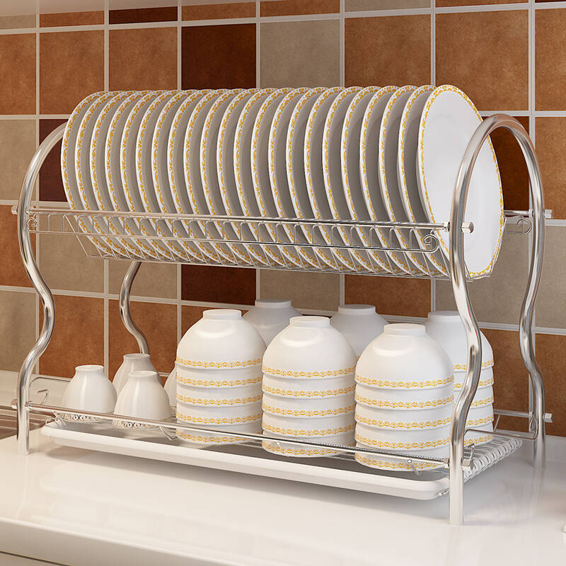 心家宜 厨房置物架碗碟架 餐具收纳架防锈材质 沥水碗架盘子架 二层