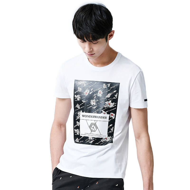 gxg男装 2016夏季新品 都市男士时尚白色圆领短袖t恤#62844005 白色