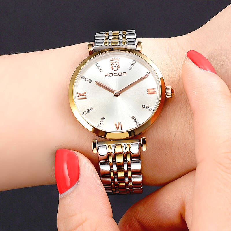 时代元素系列精致白面绢带石英女表50200368名梭女士手表机械表皮带