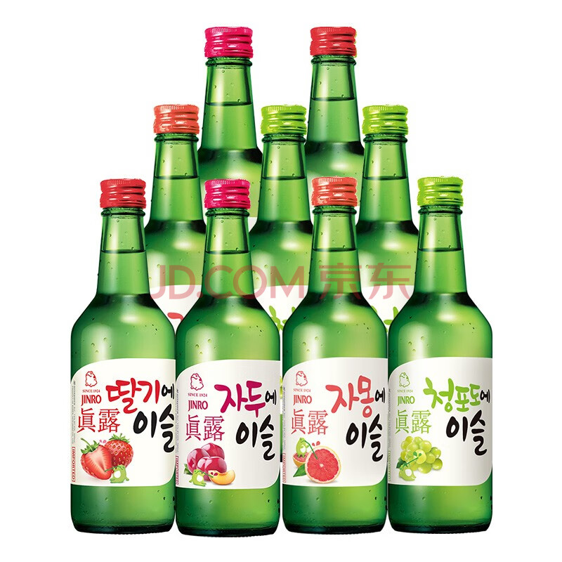 真露韩国进口烧酒13西柚味360ml6瓶装果味酒