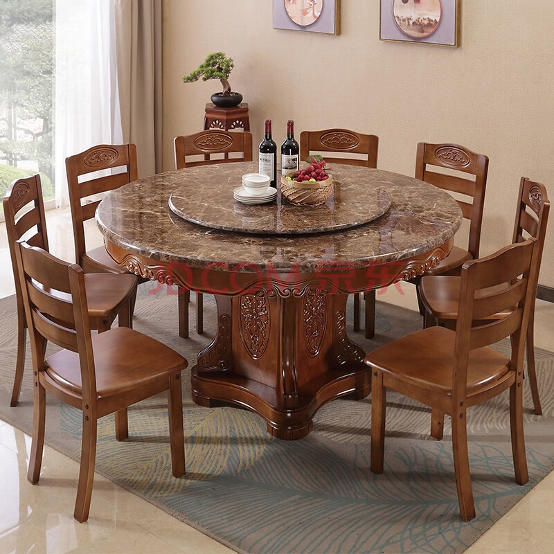 实木餐桌圆桌转盘大桌面圆台面转台圆形大理石歺桌面钢化玻璃家用 木